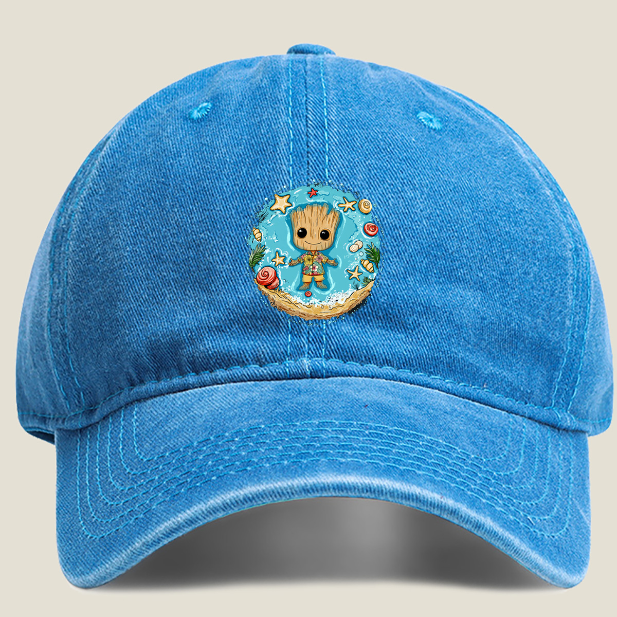 Guardians of the Galaxy - Baby Groot at the Beach - Washed Denim - Baseball Cap