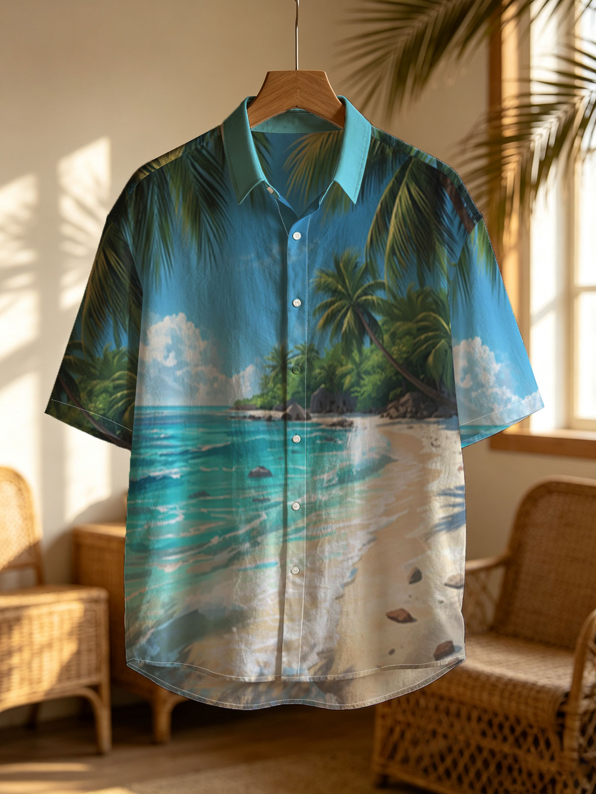 Tropical Beach with Palm Trees and Crystal Clear Water -  Shirt