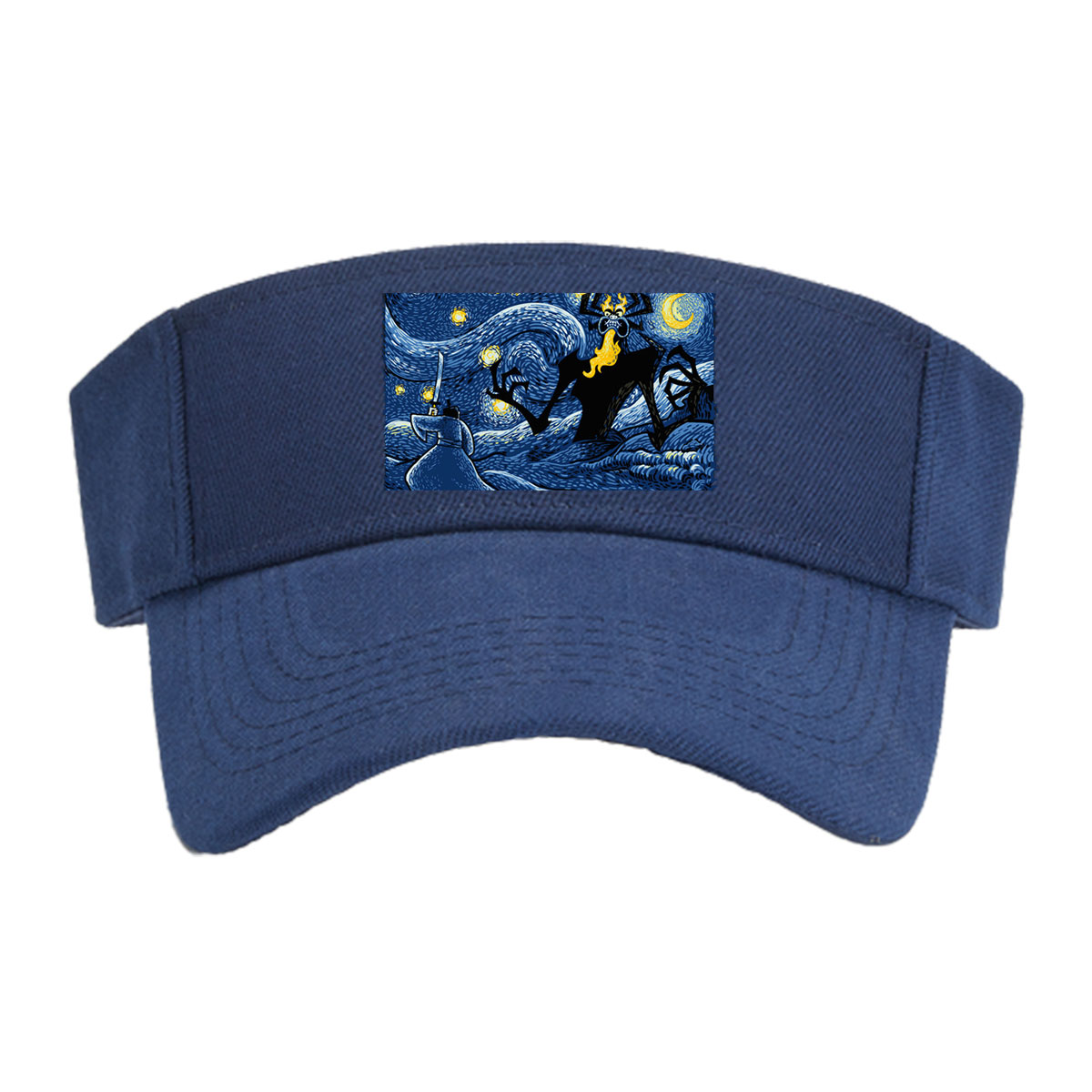 Samurai vs. Fiery Spider in Starry Night Landscape -  Visor cap