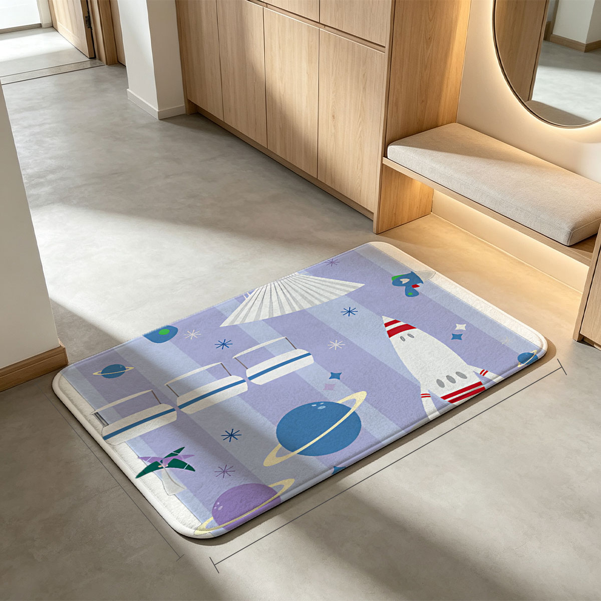 Tomorrowland: Space Adventure with Rockets and Planets - Flannel floor mat