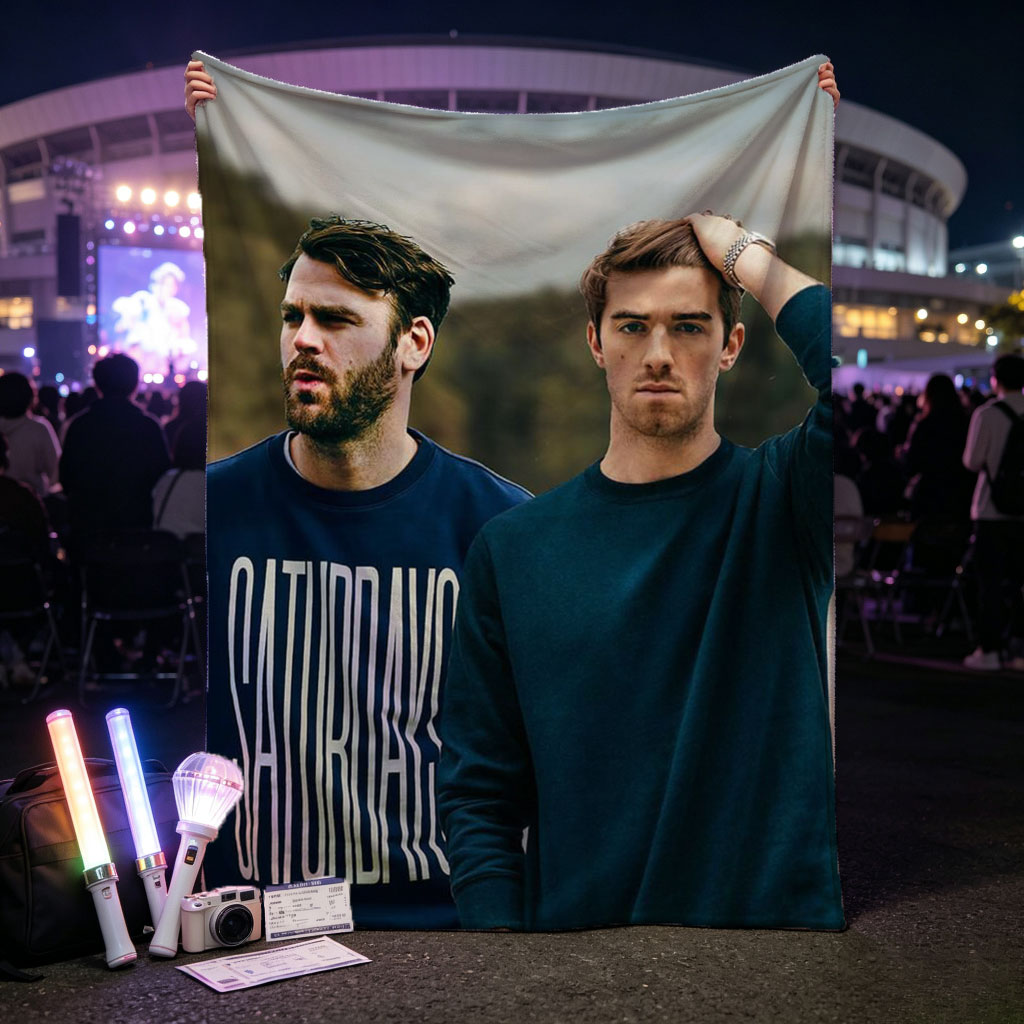Liam Payne and a Friend in Casual Outfit Standing Outdoors with Nature Background - Blankets