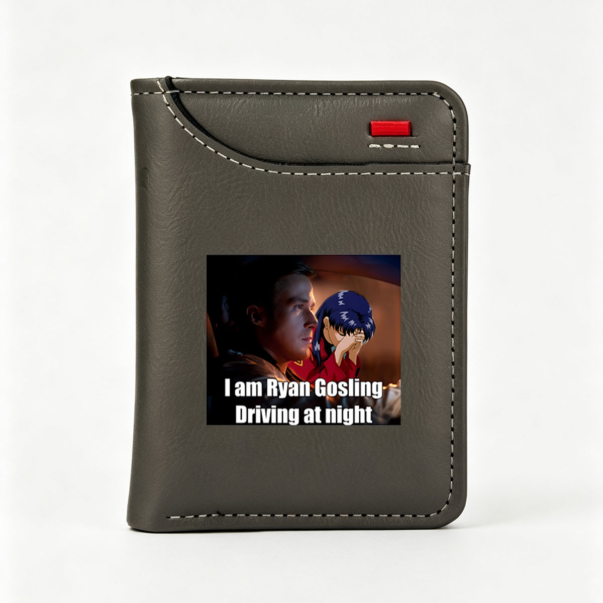 Ryan Gosling Driving at Night with Anime Character - Vertical Style Wallet