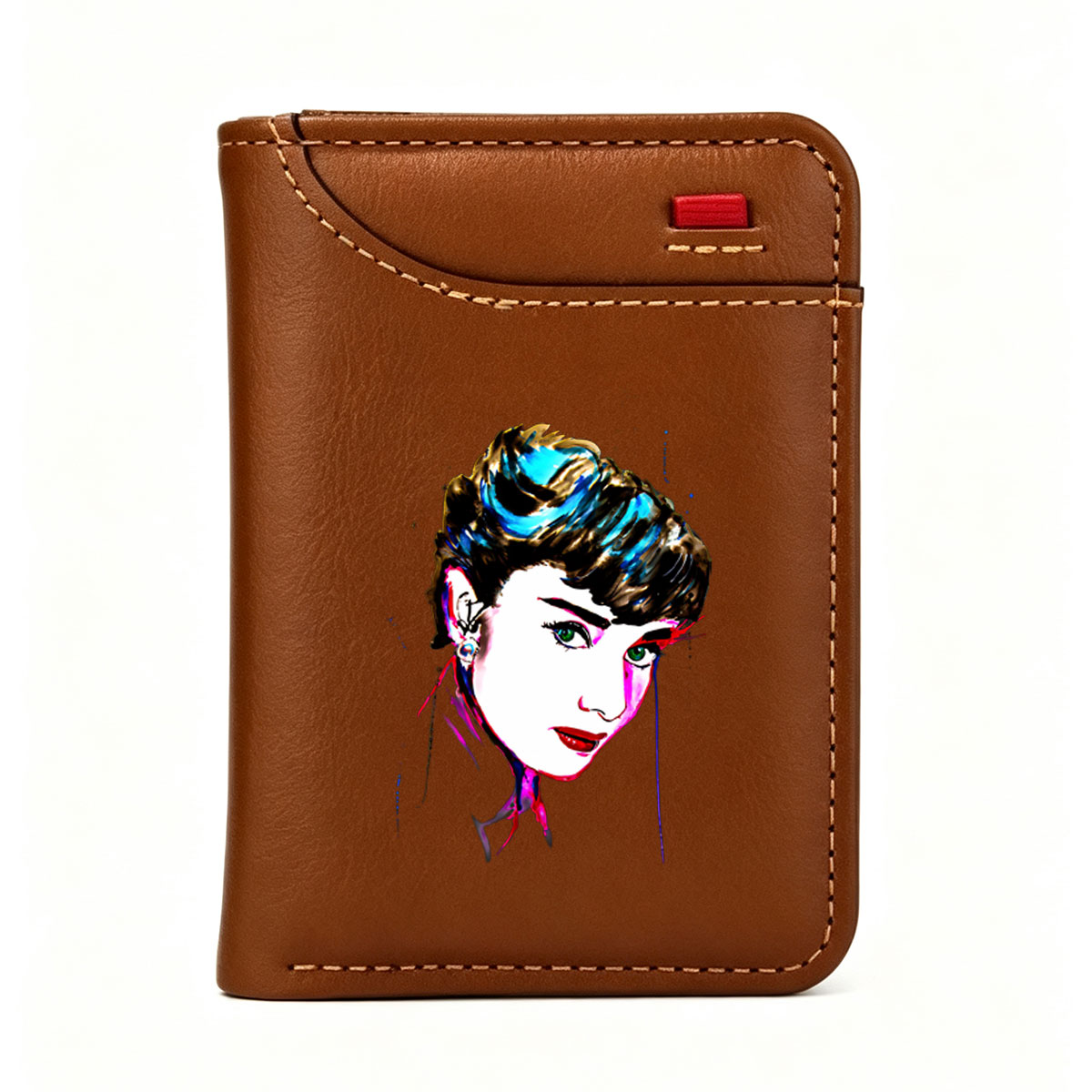 Audrey Hepburn Portrait in Vibrant Pop Art Style - Vertical Style Wallet
