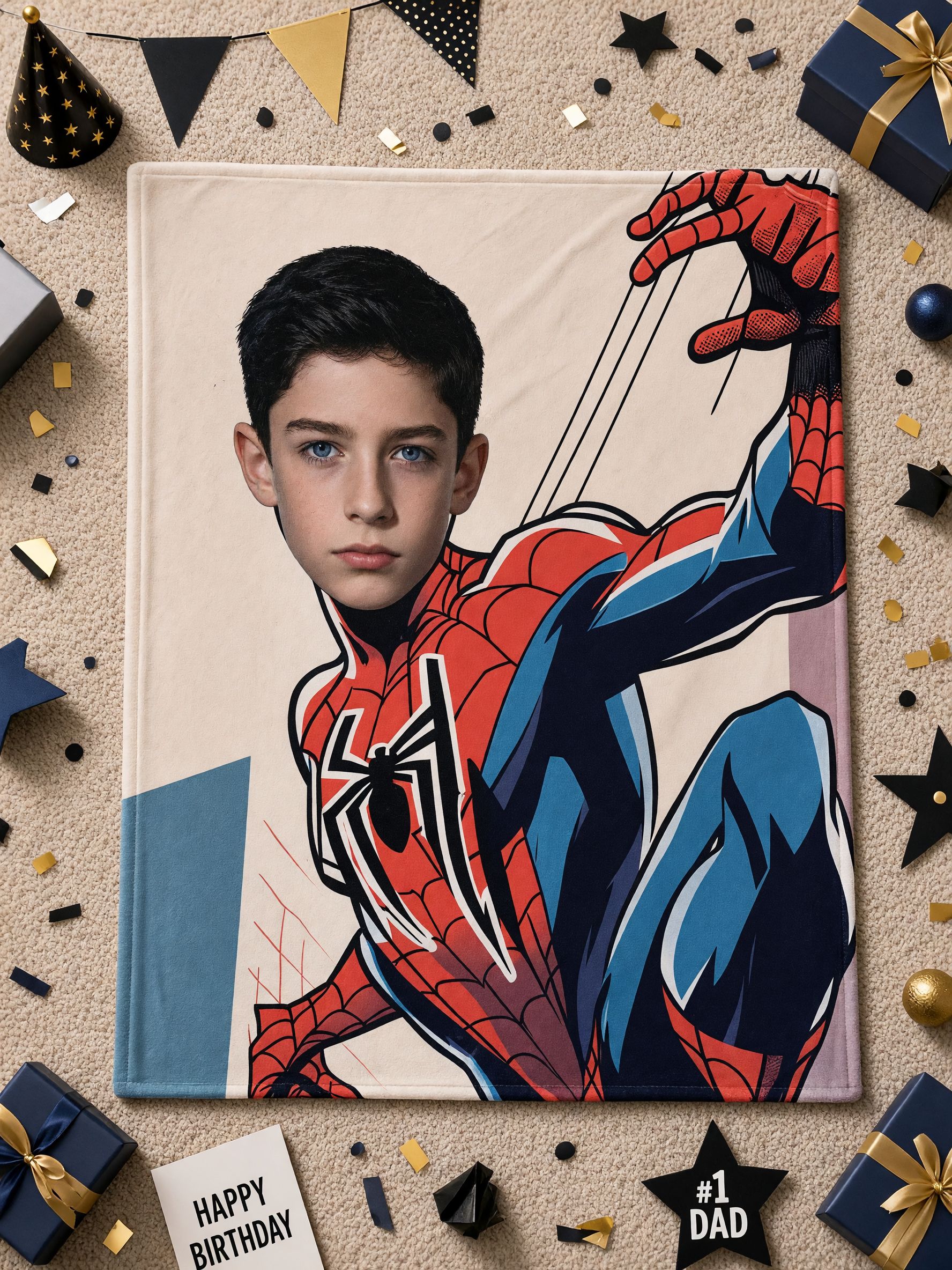 Custom Face Superhero Flannel Fleece Blanket Personalized Photo Comic Throw Skin Friendly Lightweight Cozy Warm