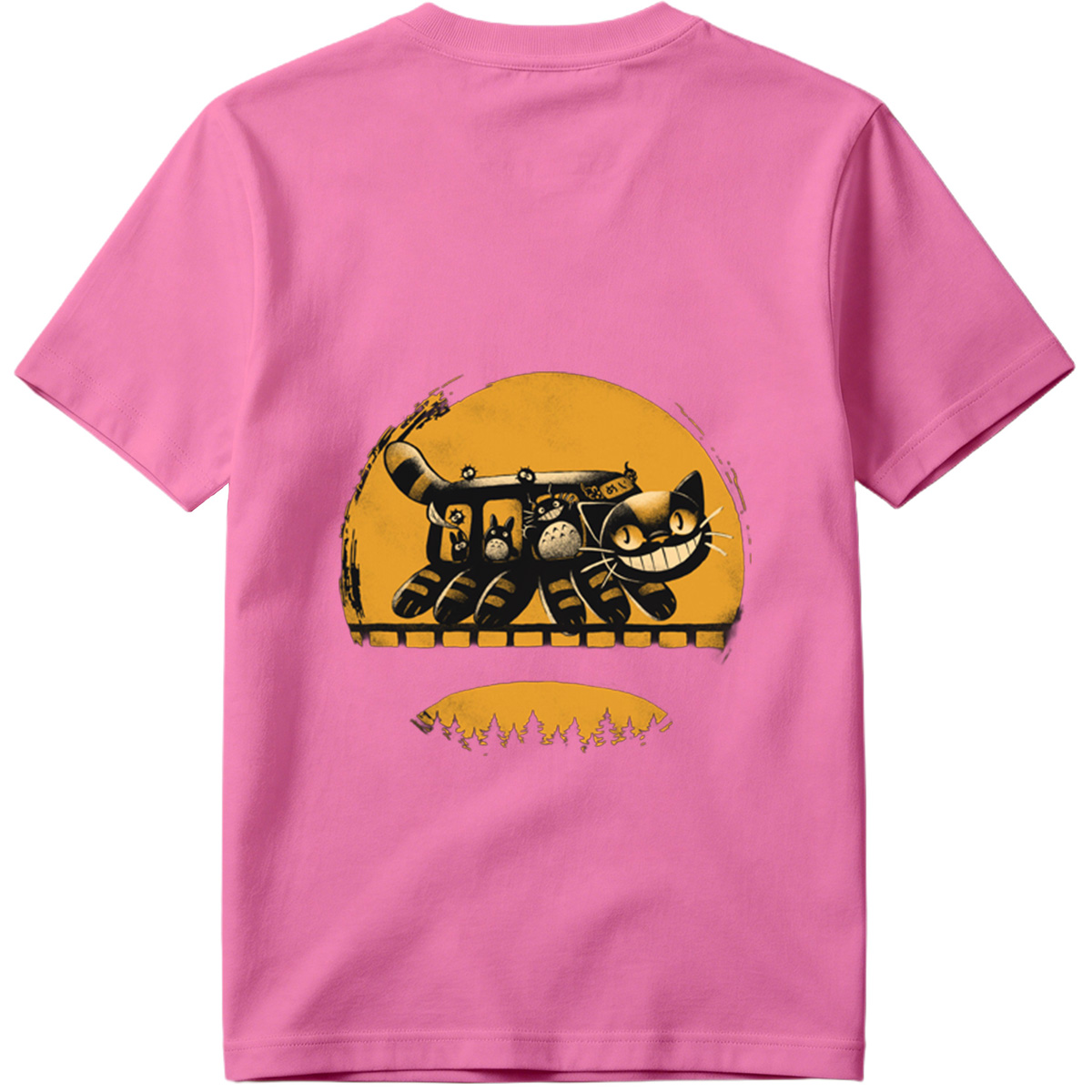 Catbus and Totoro on a Moonlit Journey - Tee