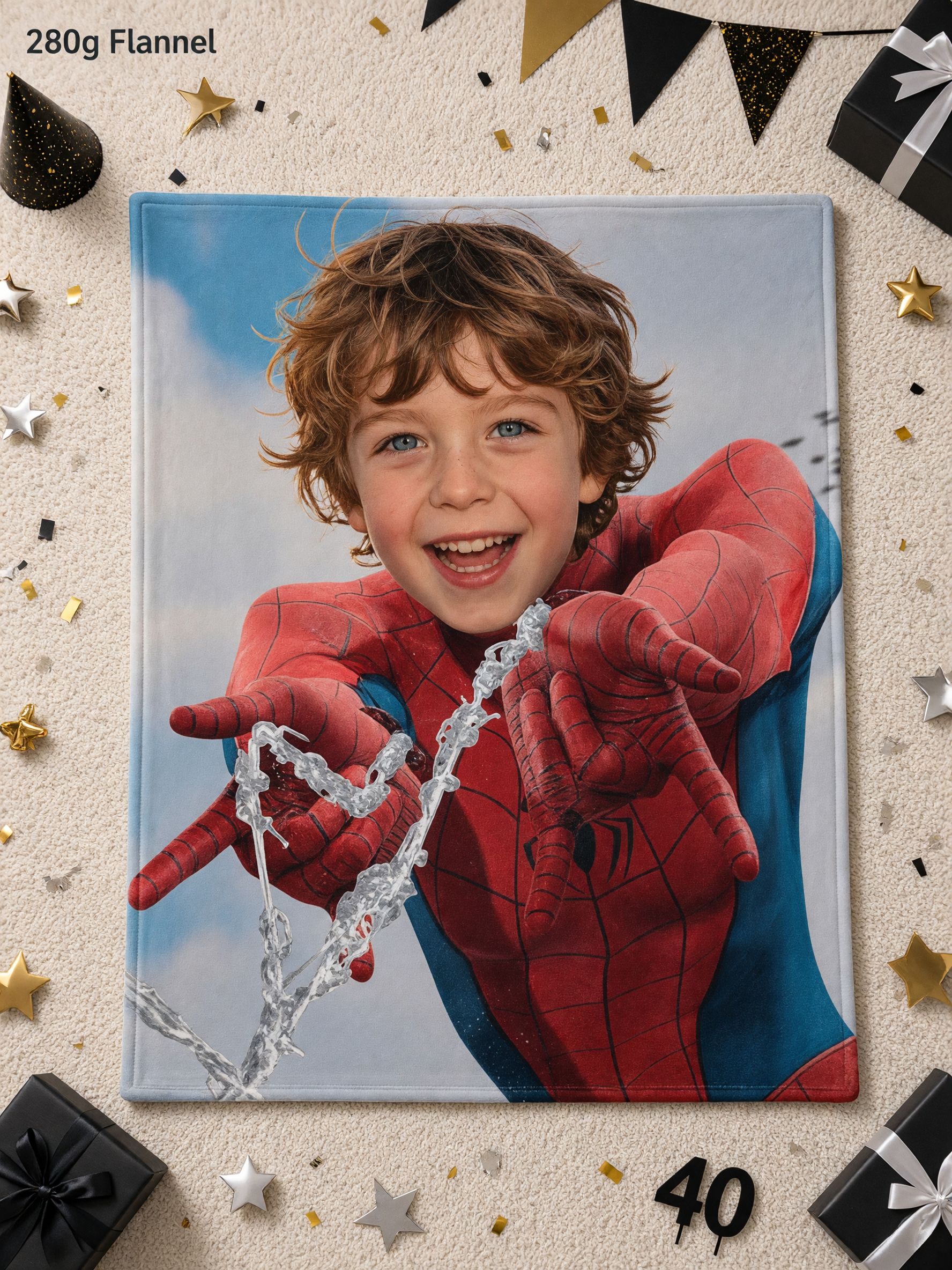 Custom Photo Face Flannel Blanket Personalized Superhero Picture Throw Ultra Soft Anti-Pilling Fleece Cover for Bed