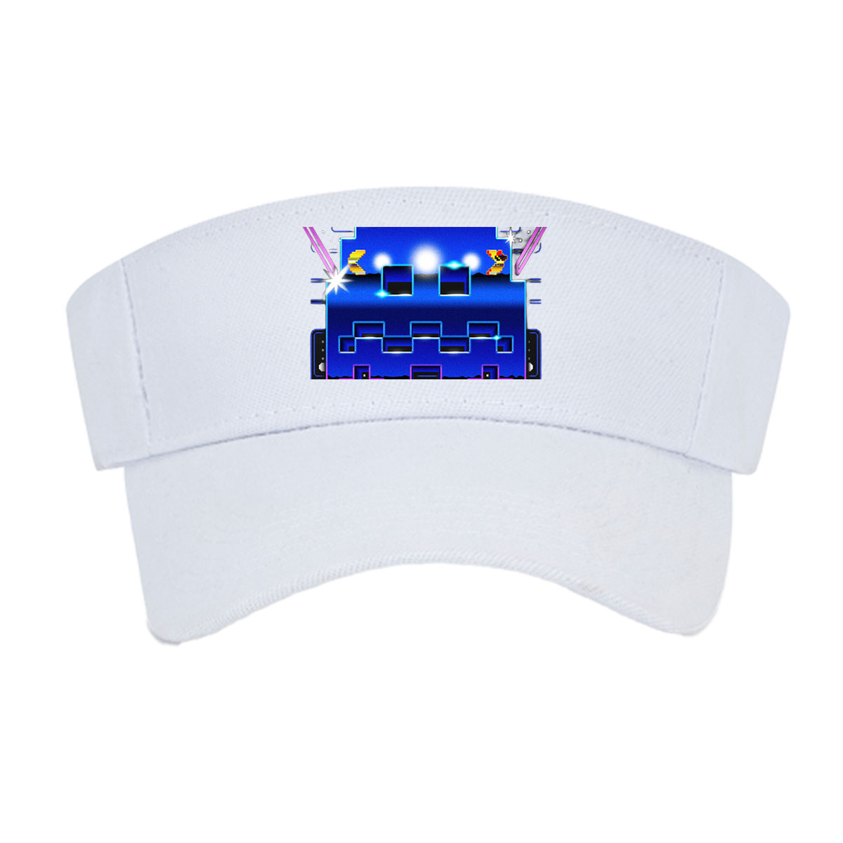 Pac-Man and Ghost in Neon Pixel Maze Adventure -  Visor cap
