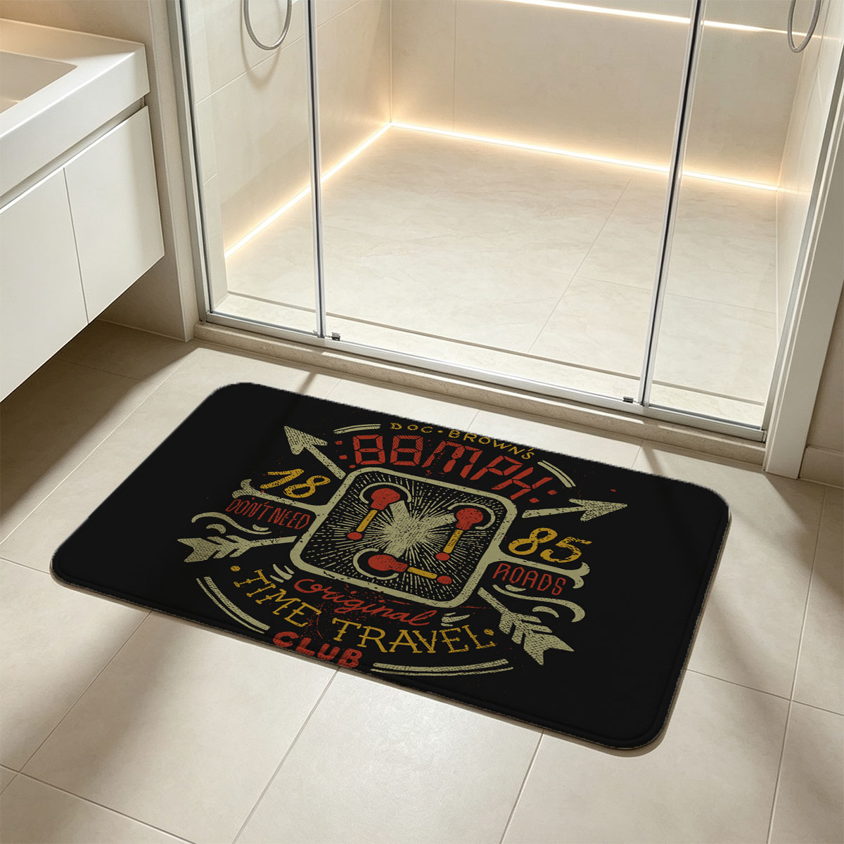 Doc Brown's 88 MPH Time Travel Club: Original 1985 Road Trip - Flannel floor mat