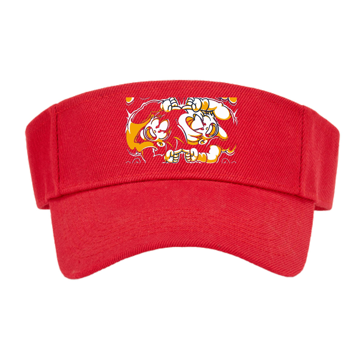 Fusion-Ha: Two Cartoon Characters in Dynamic Pose with Japanese Text and Palm Trees Background -  Visor cap