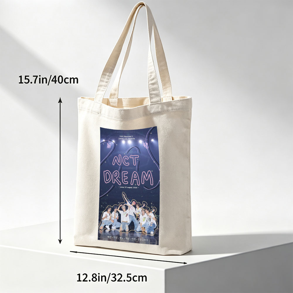 NCT DREAM on Stage Performance in Vibrant Group Photo with Cosmic Background - Canvas tote bags