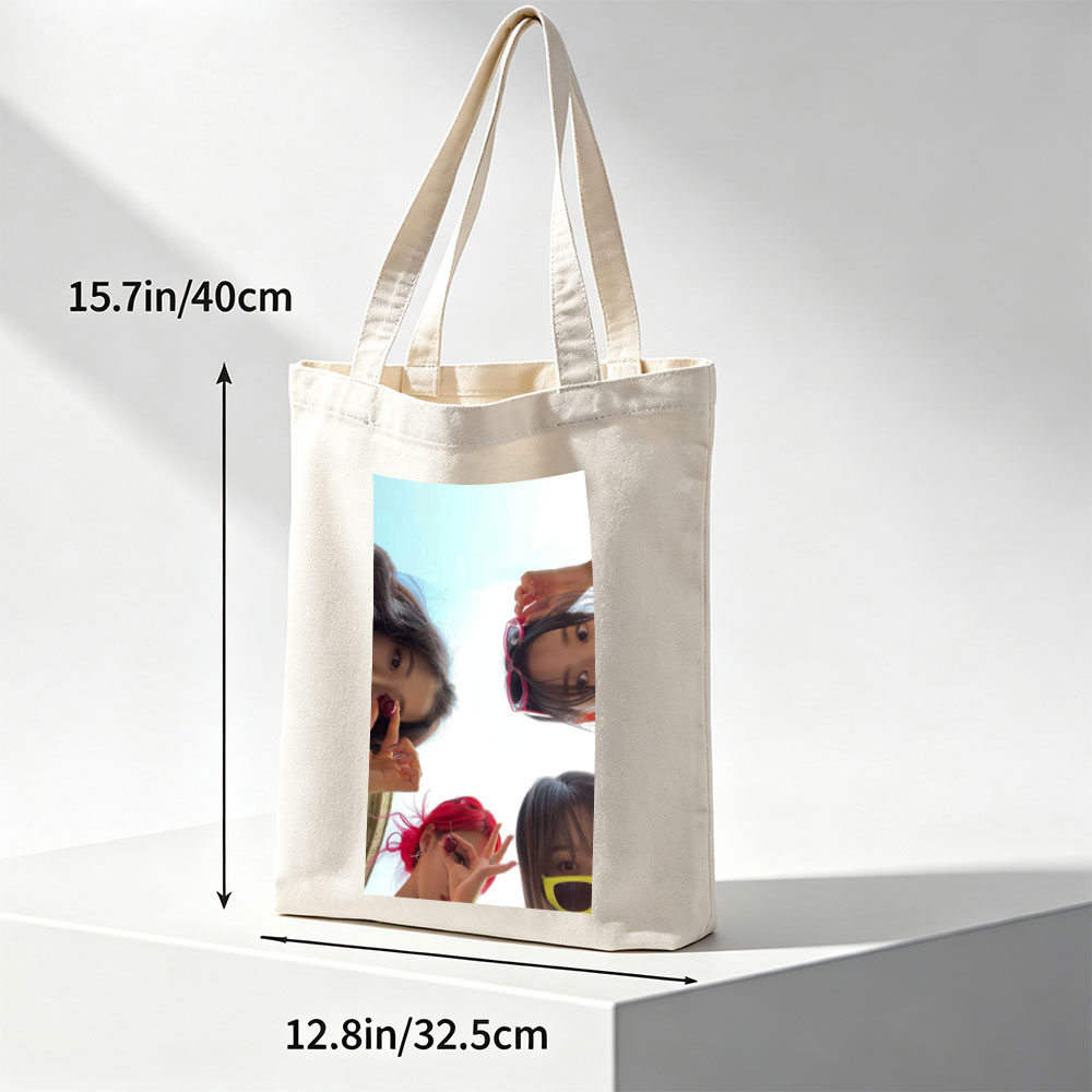 NewJeans Summer Vibes Four Members Holding Cherries Against Sky - Canvas tote bags