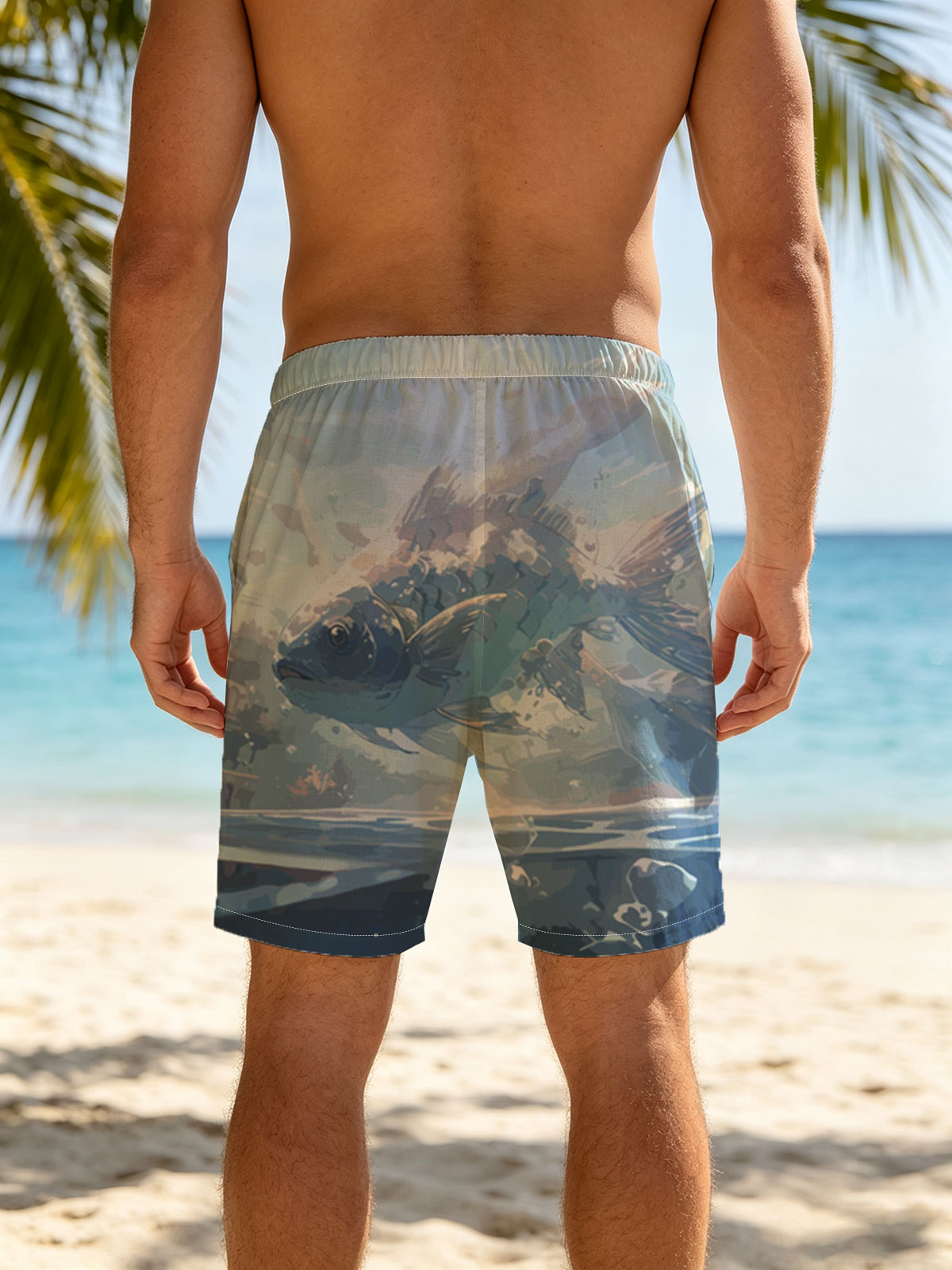 Mystic Fish Leaping Through Sunlit Waters -  Beach shorts