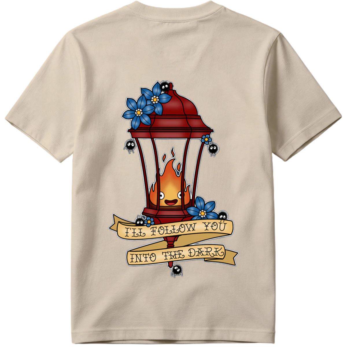 Lantern Flame with Blue Flowers and Moths: 