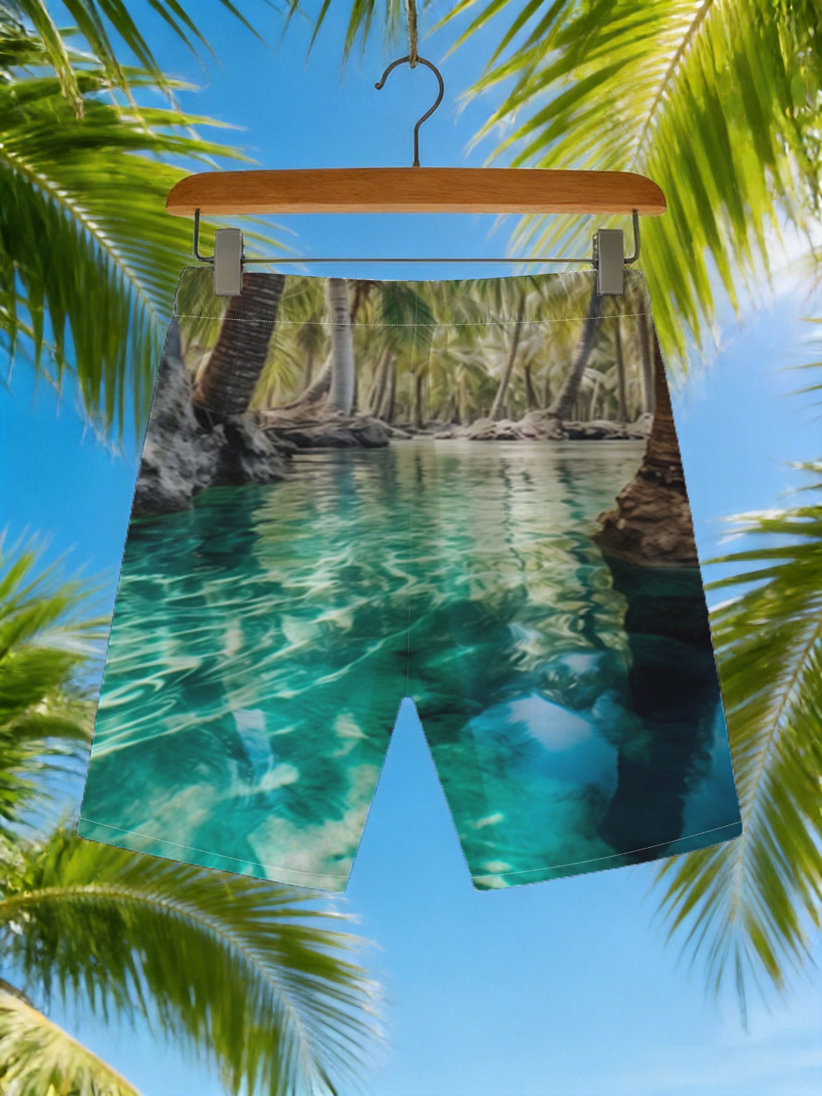 Crystal Clear Water Among Palm Trees -  Beach shorts