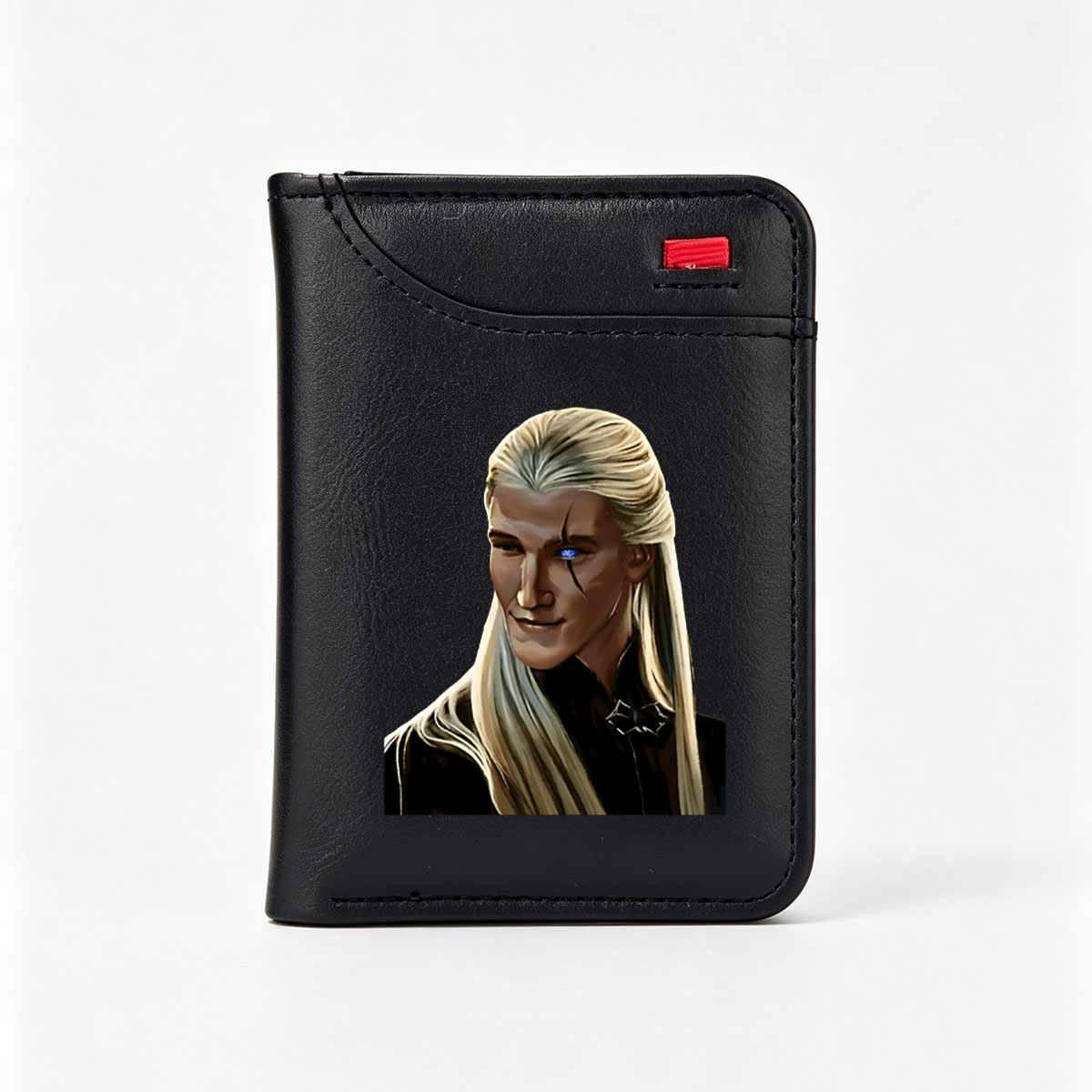 Elven Warrior with Glowing Blue Eye and Long Blonde Hair - Vertical Style Wallet