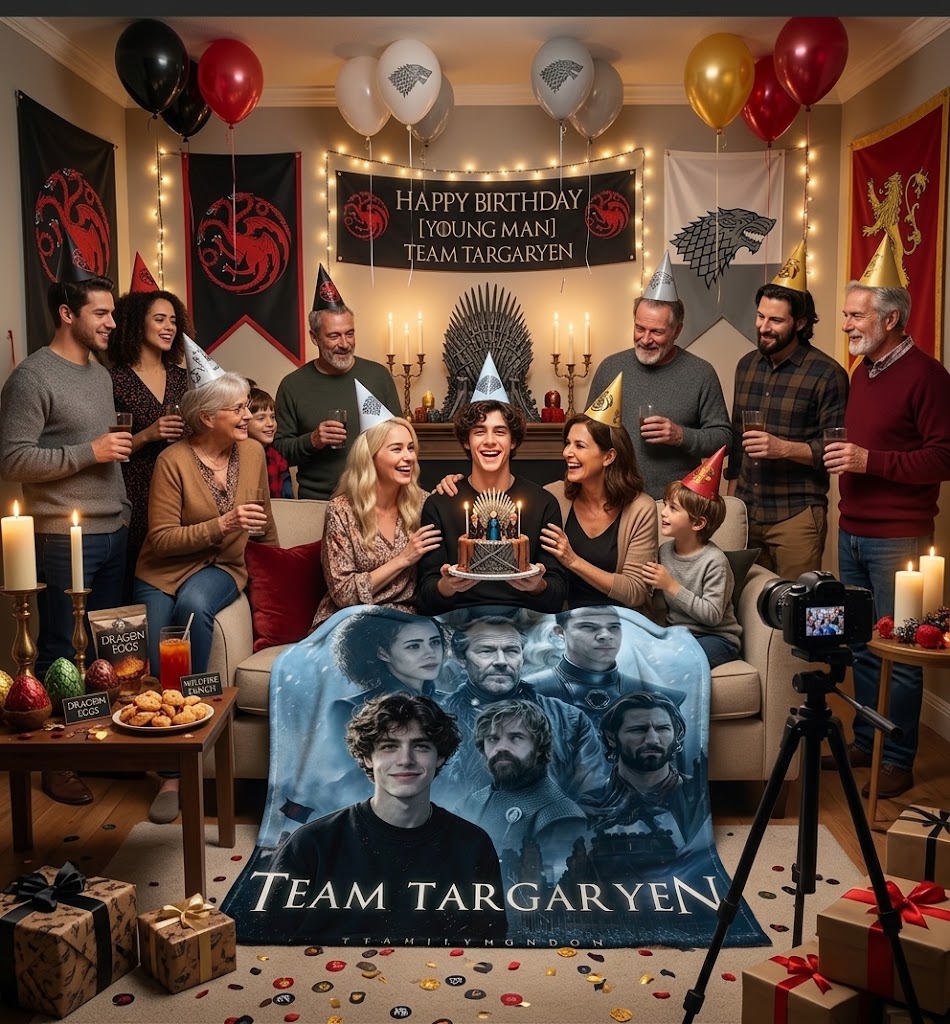 Custom Face Blanket Game of Thrones Team Targaryen Flannel Blanket Perfect for Fans of Daenerys Targaryen and House Targaryen Ideal Gift for TV Show Enthusiasts and Collectors
