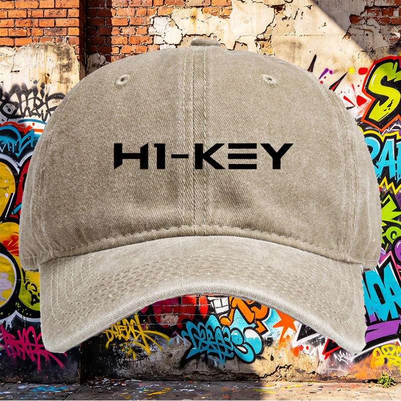 Unisex Classic Washed Cap with HI-KEY Logo Print - Casual Streetwear Hat for Outdoor Activities, Perfect for Urban Style Lovers and Fashion Enthusiasts