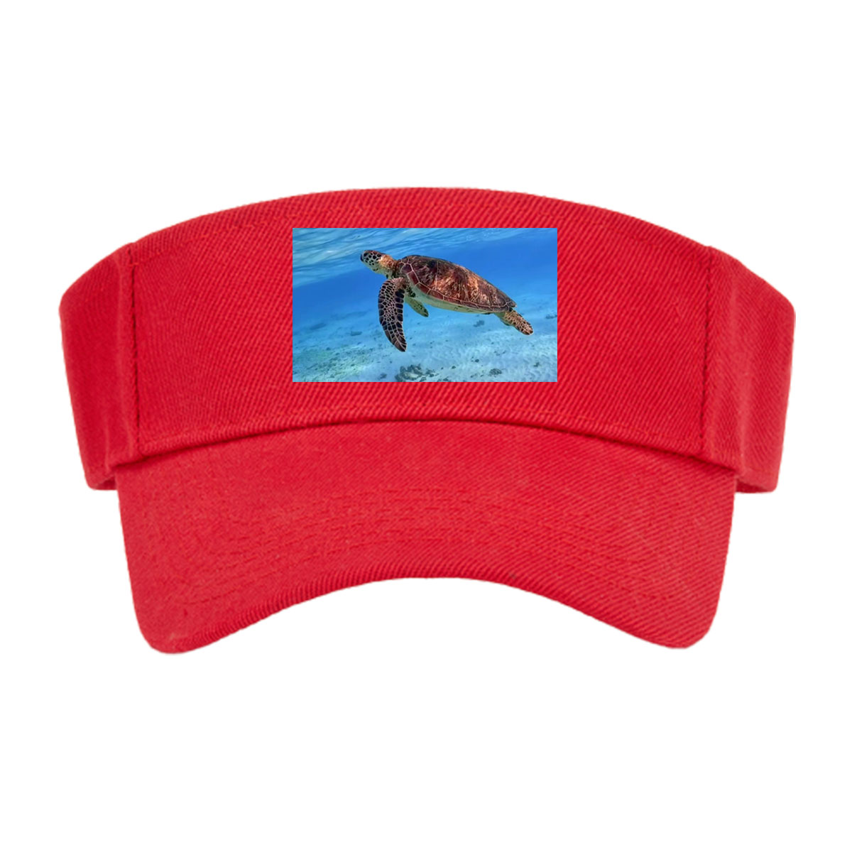 Sea Turtle Swimming in Crystal Clear Waters -  Visor cap