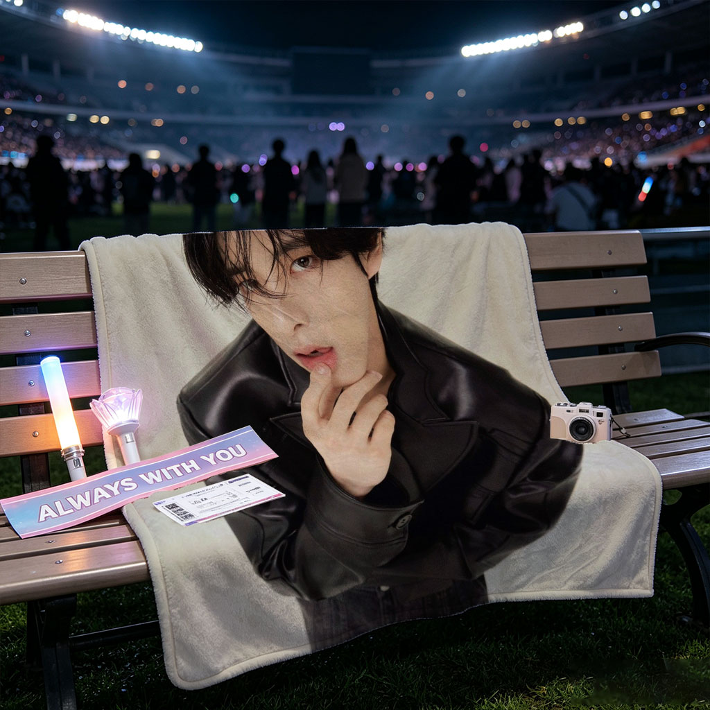 Sehun in a Stylish Black Leather Jacket Pose Against a Minimalist Background - Blankets