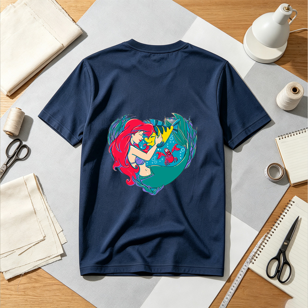The Little Mermaid: Ariel and Flounder in a Heart Frame - Tee