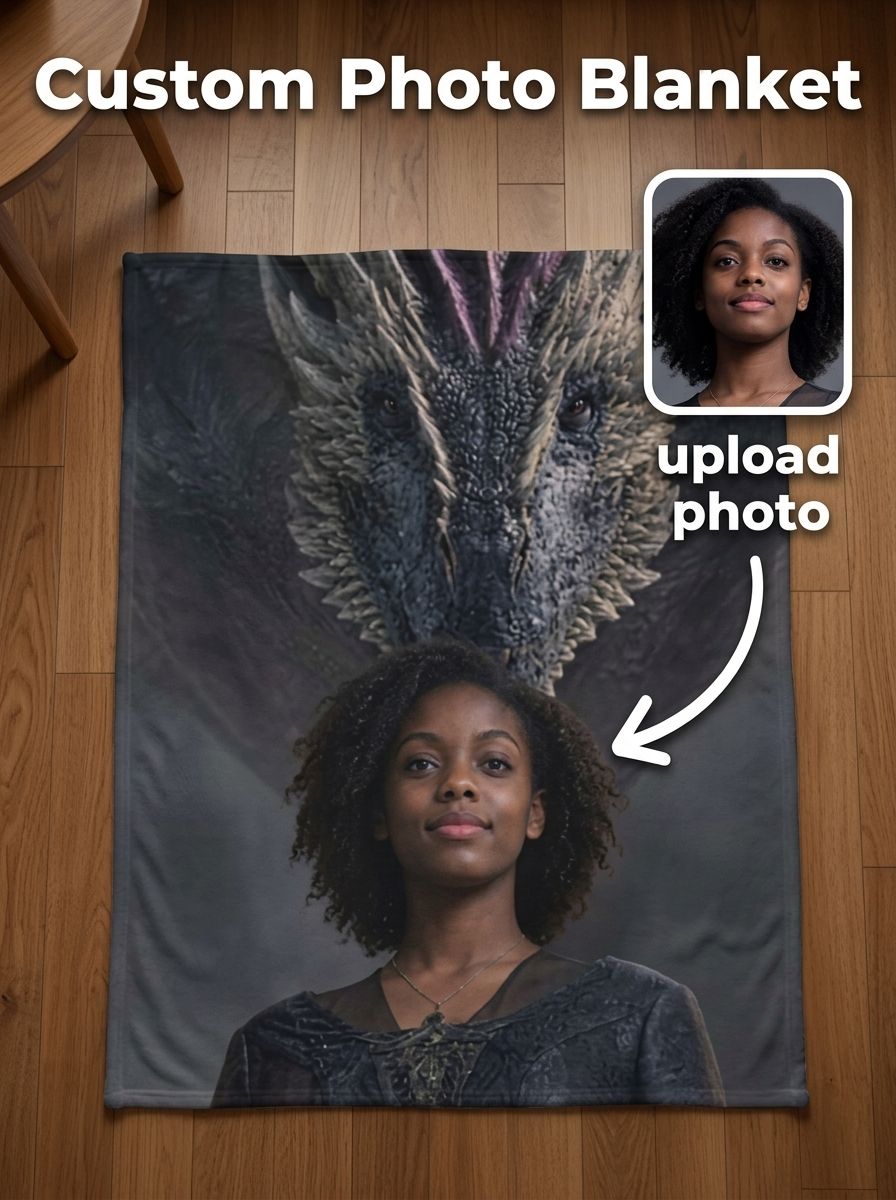 Custom Face Photo Blanket Fantasy Dragon Flannel Throw Ultra Soft Cozy Fleece Ideal Personalized Keepsake Gift