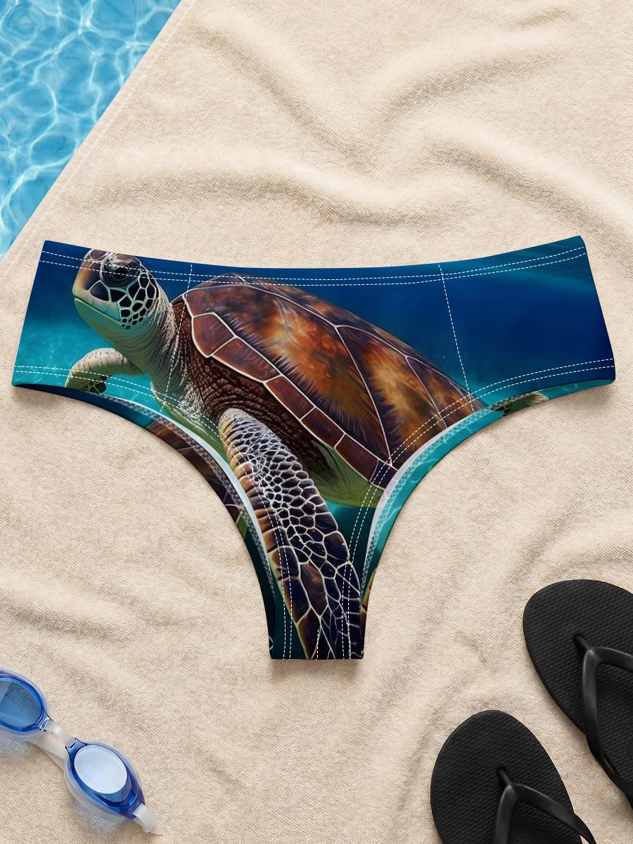 Sea Turtle Swimming in Crystal Clear Waters -  Men's swim trunks