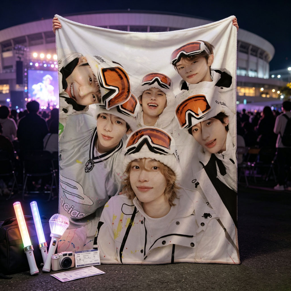 NCT Dream Skiing Adventure in Winter Wonderland Group Photo - Blankets
