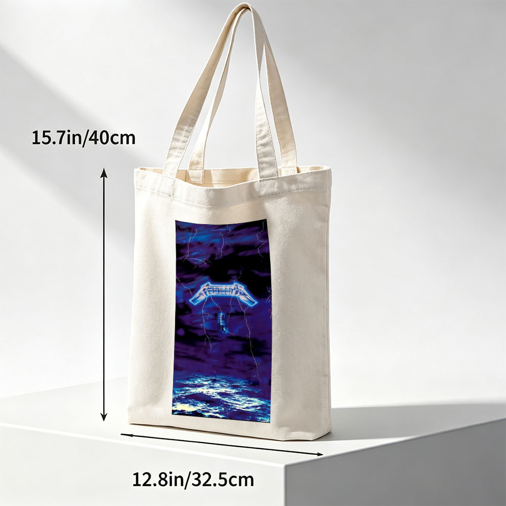 Metallica Stormy Sky Lightning Over Ocean Scene - Canvas tote bags
