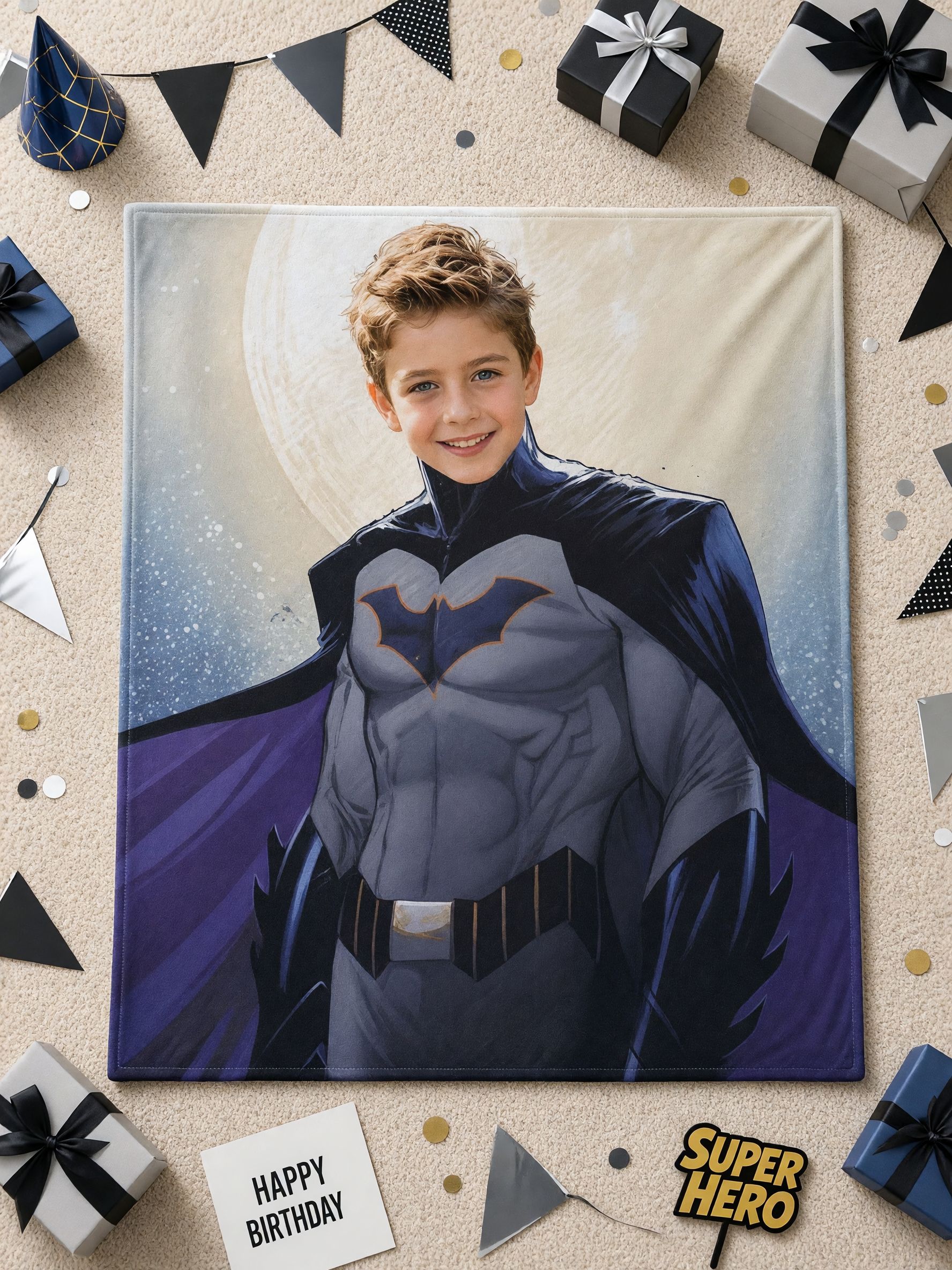 Custom Face Photo Blanket Personalized Superhero Flannel Throw Cozy Fleece Bed Blanket Ideal Personalized Gift
