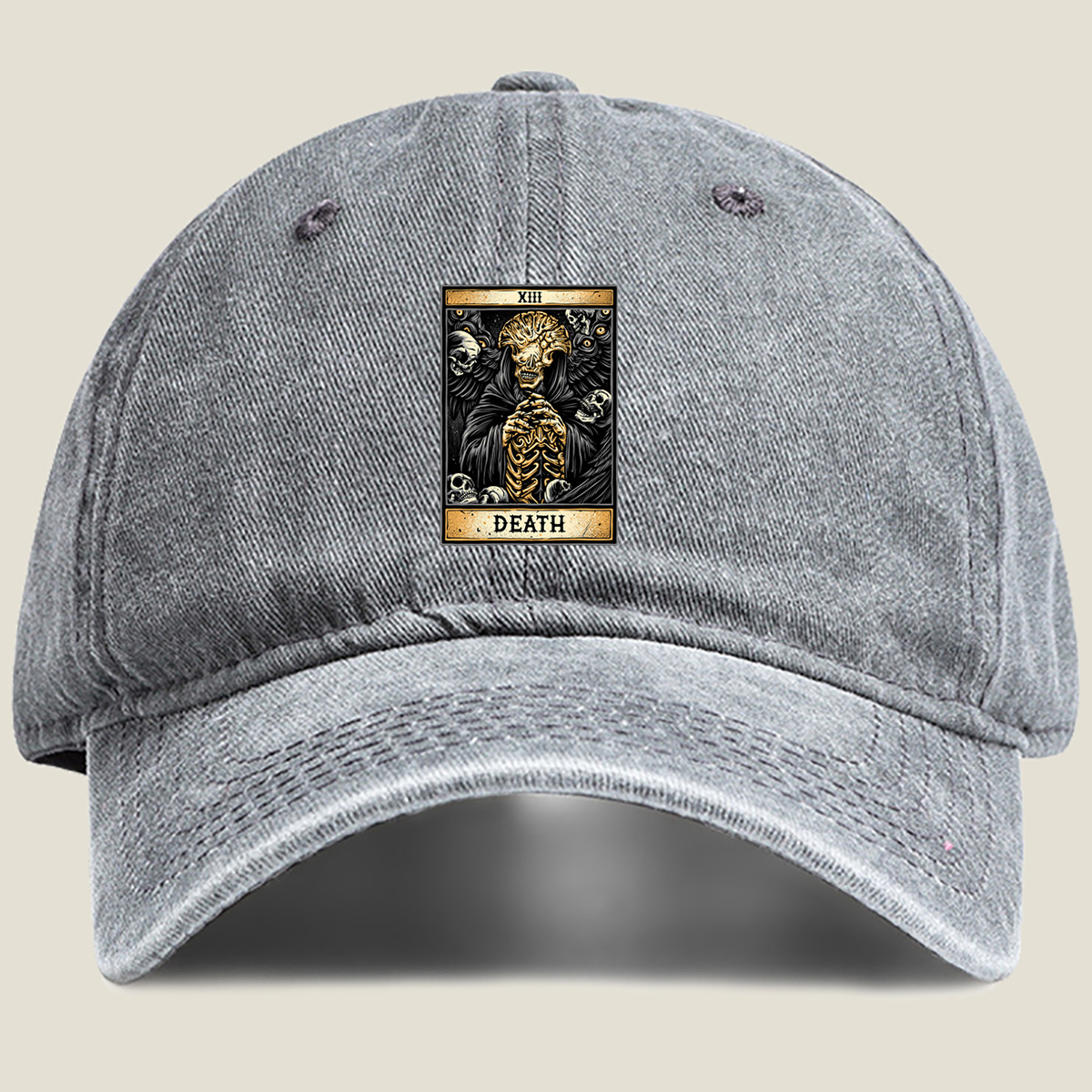 Death Tarot Card - XIII - Washed Denim - Baseball Cap