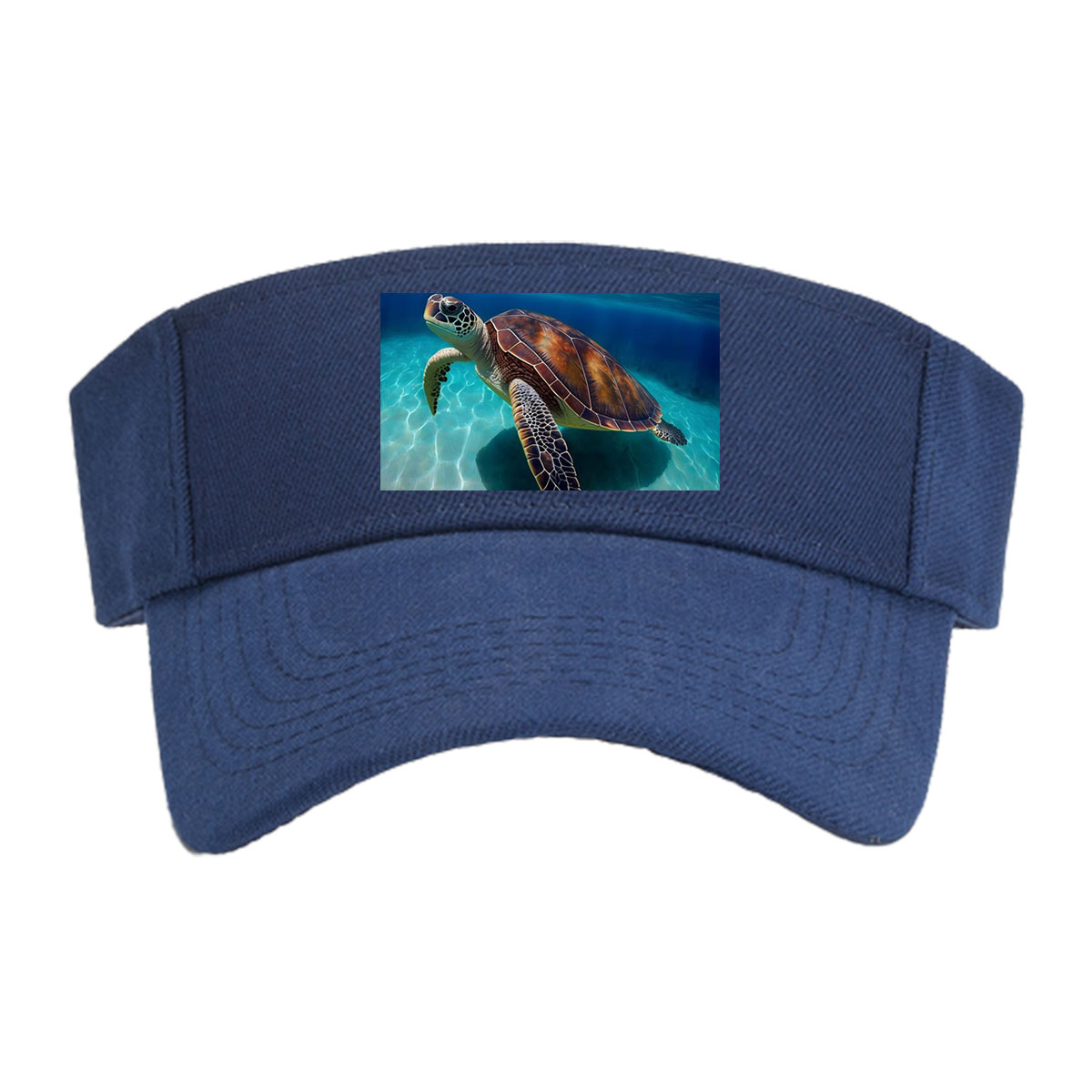 Sea Turtle Swimming in Crystal Clear Waters -  Visor cap
