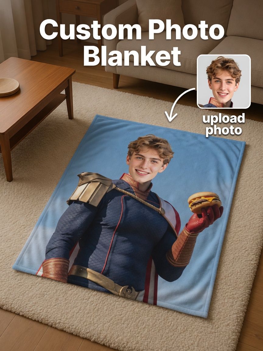 Custom Face Photo Flannel Throw Blanket Personalized Superhero Graphic Ultra Soft Anti Pilling Plush Keepsake Gift
