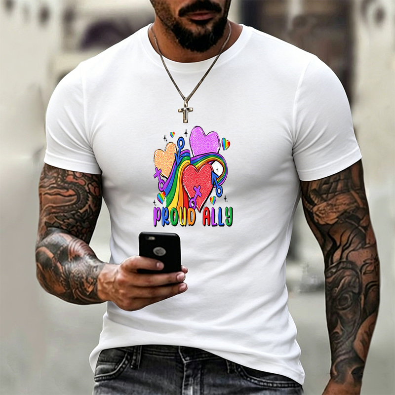 Unisex Classic T-Shirt Pride Rainbow Hearts & 