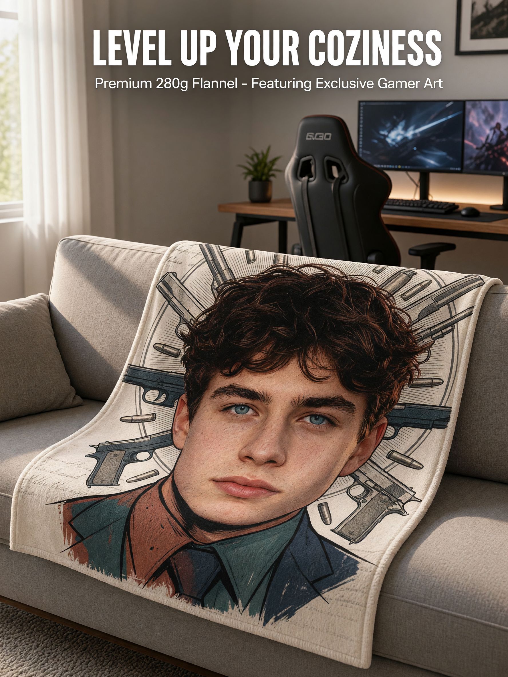Custom Photo Face Blanket Personalized Flannel Throw Ultra Soft Anti-Pilling Cozy Fleece Bed Sofa Blanket Gift