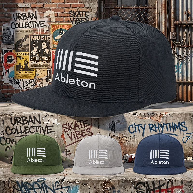 Flat Brim Baseball Cap Ableton Logo Print Streetwear Underground Skate Style for Basketball Court Skate Park Urban Scene Skaters Rappers Streetwear Enthusiasts