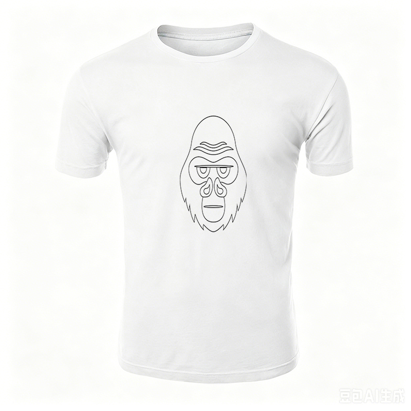 Unisex Classic T-Shirt Featuring Monkey Face Outline Graphic Design - Perfect for Casual Wear, Outdoor Activities, and Everyday Style - Ideal for Adults Who Love Animal-Themed Apparel and Minimalist Art