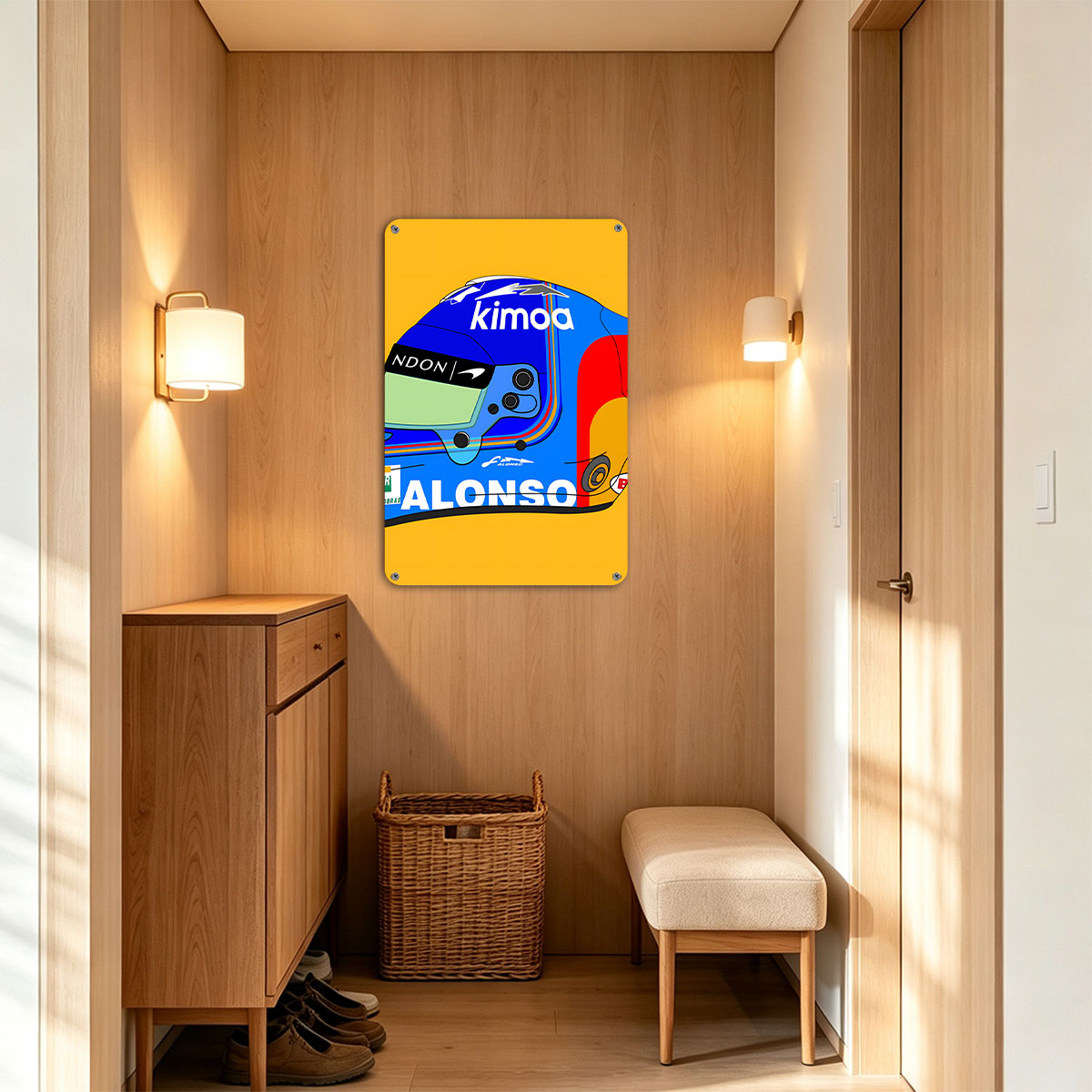 Fernando Alonso Racing Helmet Design Featuring Kimoa and Petrobras Logos - painting