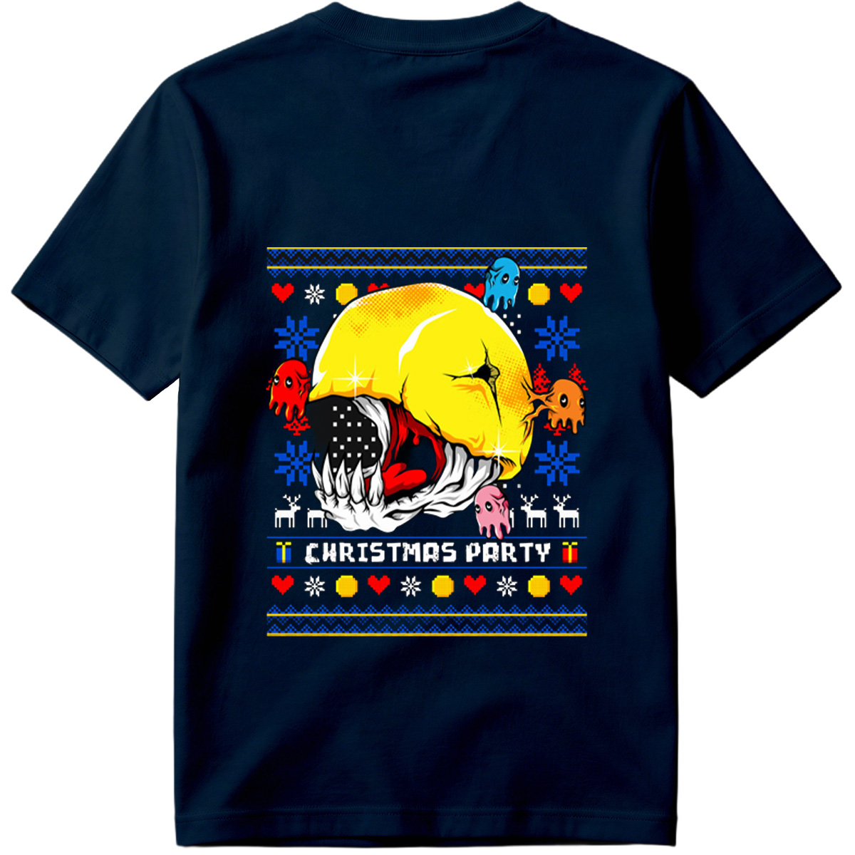 Pac-Man Christmas Party with Ghosts - Tee