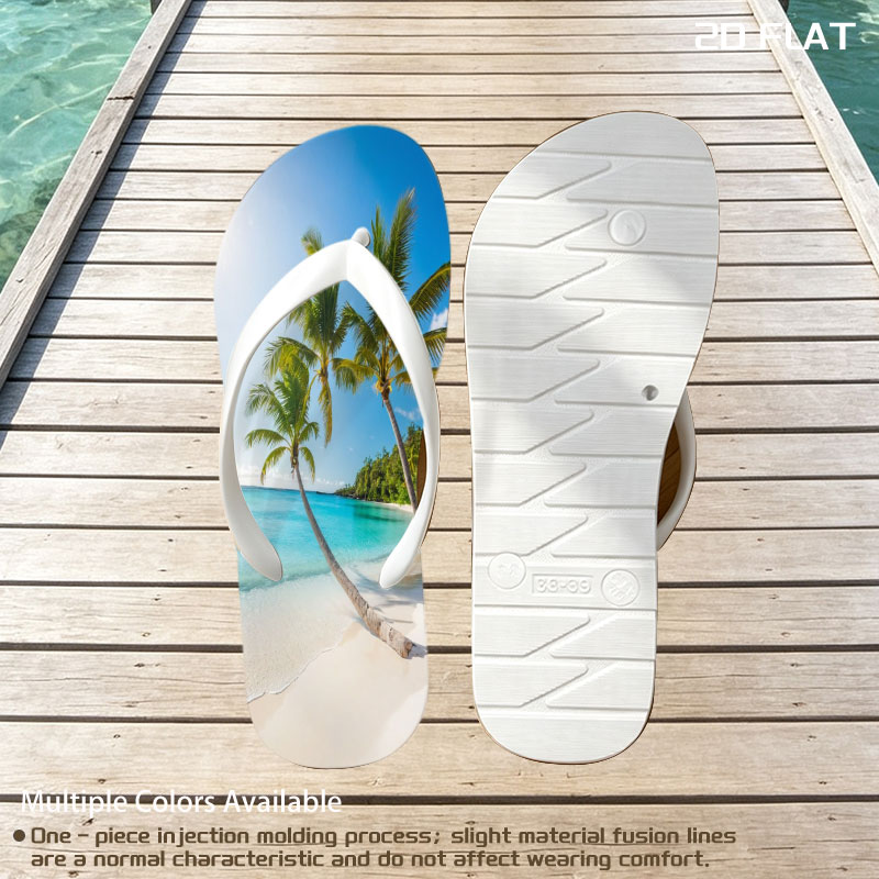 Tropical Beach with Palm Trees and Crystal Clear Water -  flip-flops
