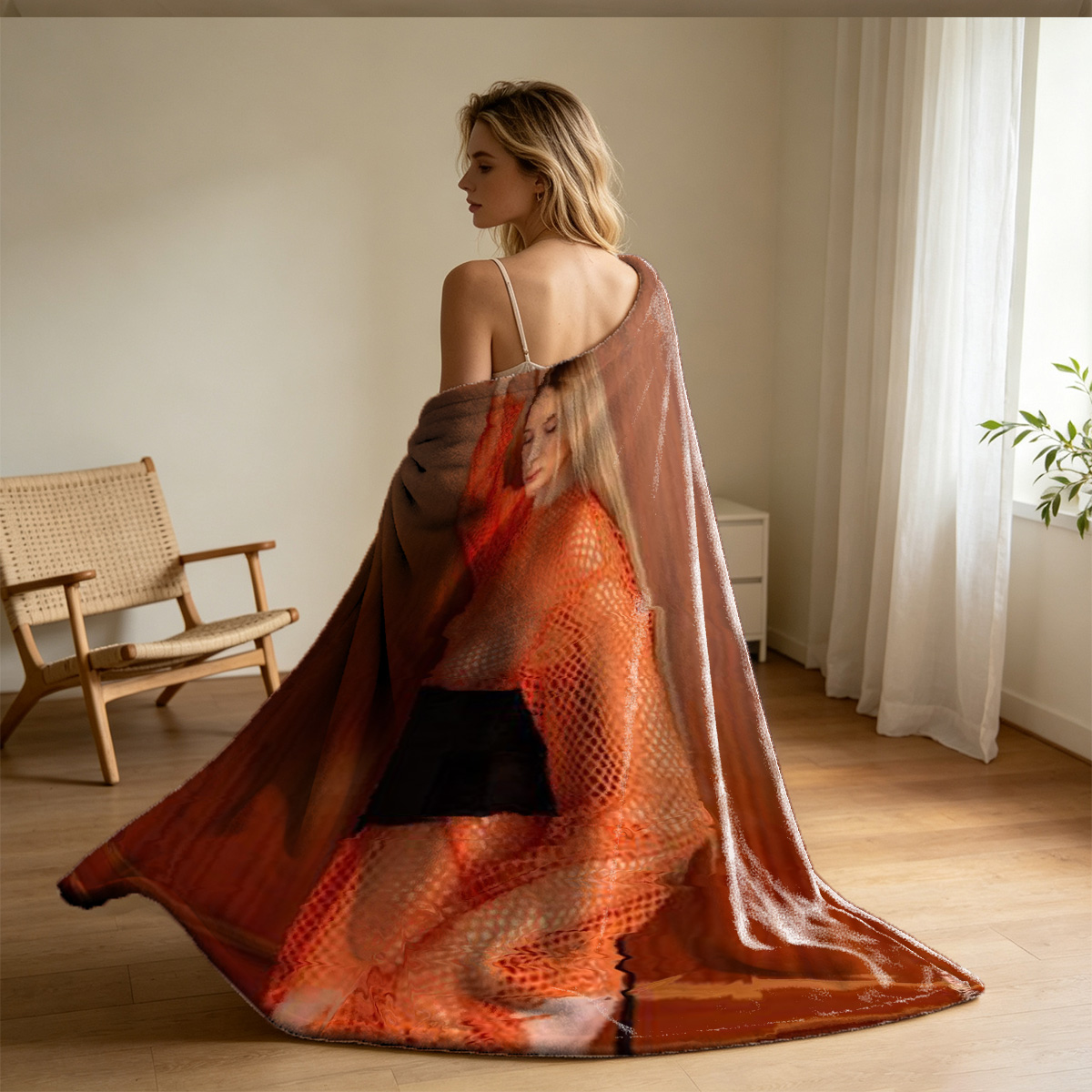 Emma Watson Nude on Wine Barrel in Garden - Blanket