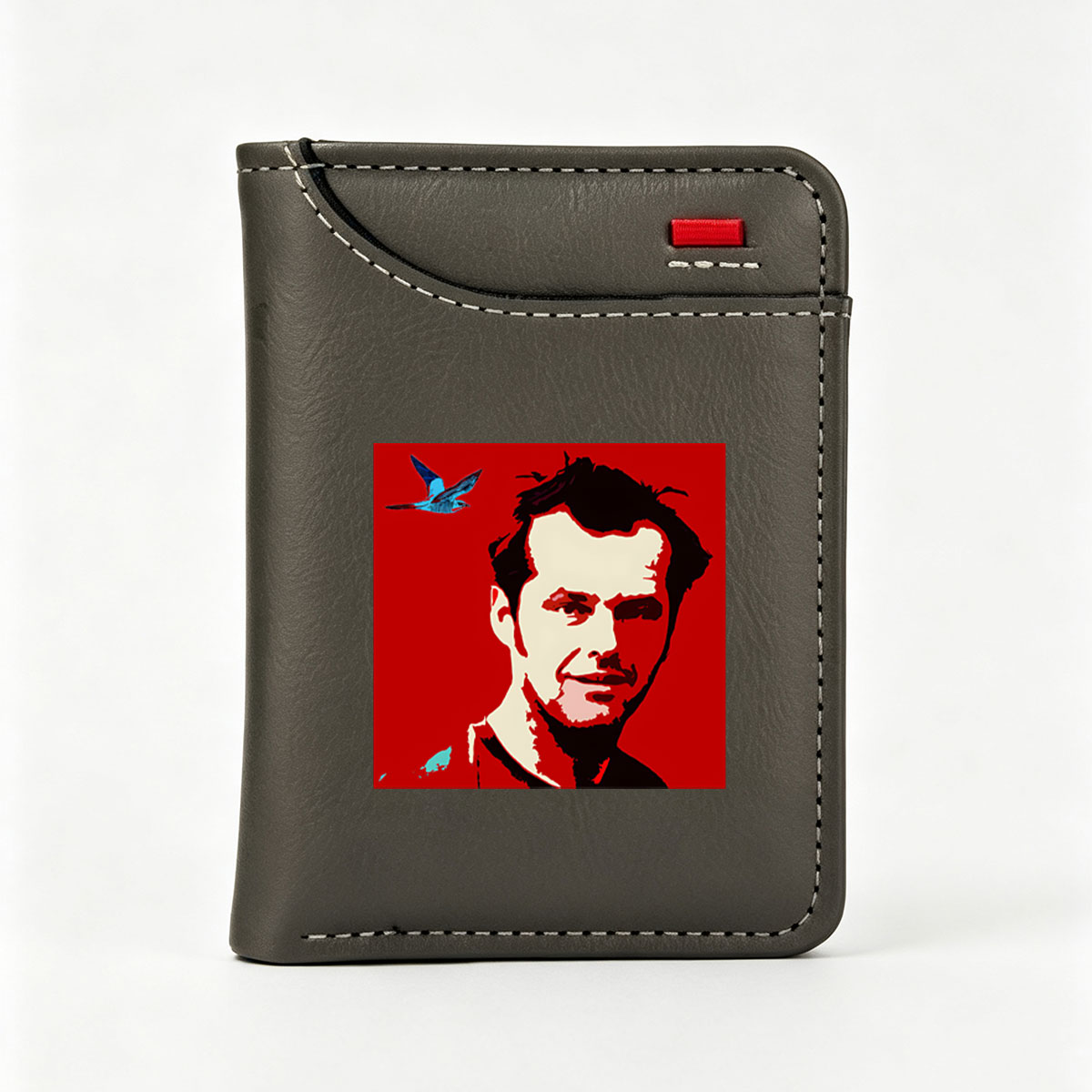 Man with Bird in Red Background - Vertical Style Wallet