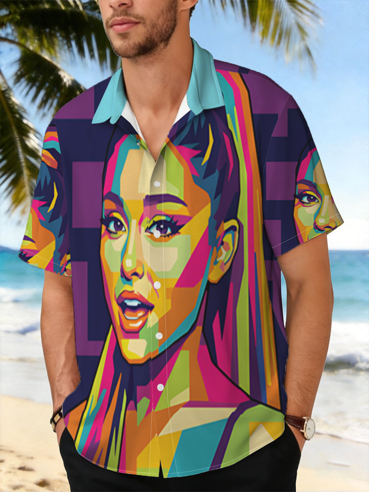 Pop Art Portrait of a Colorful Female Celebrity -  Shirt