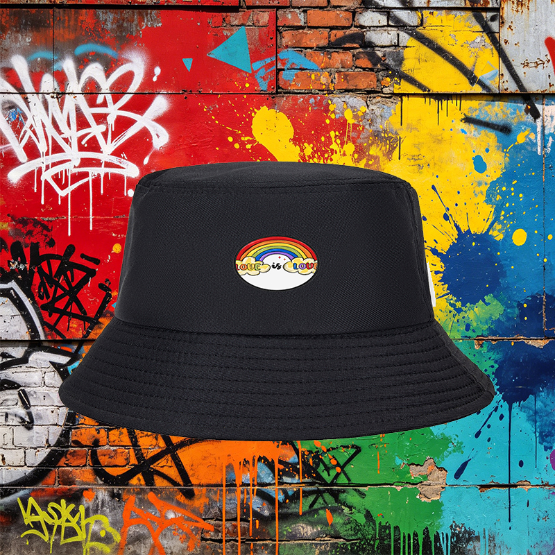 Unisex Classic Bucket Hat with Rainbow Love is Love Print | Lightweight Sun Protection Hat for Outdoor Activities, Beach, Camping | Perfect for Adults Seeking Casual Fashion and LGBTQ+ Pride Expression
