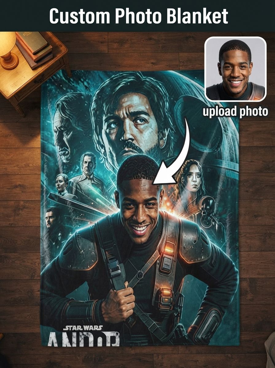 Custom Photo Face Sci-Fi Hero Flannel Blanket Personalized Portrait Anti-Pilling Cozy Throw for Sofa Bed Couch Travel
