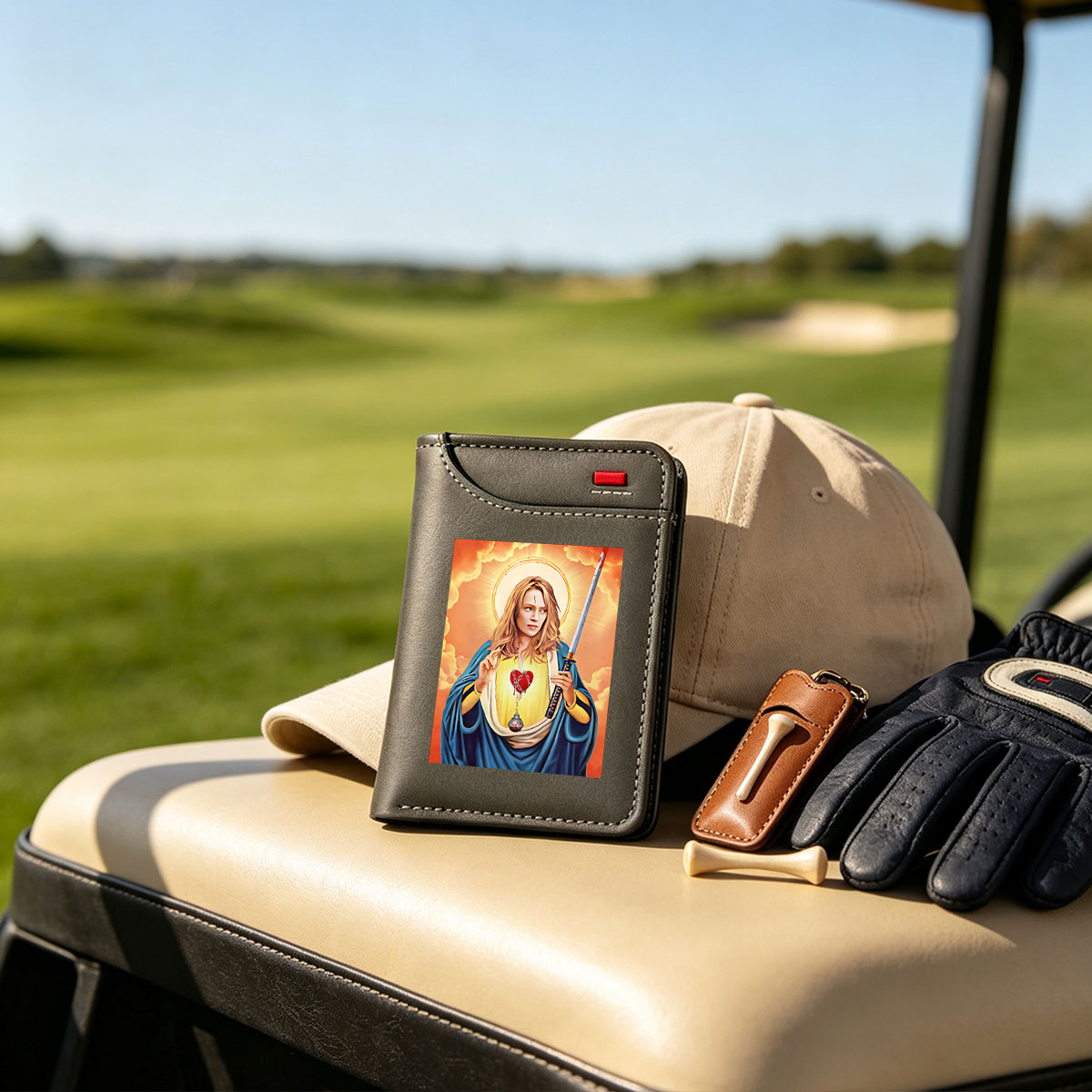 Meryl Streep as a Sacred Warrior with Sword and Sacred Heart - Vertical Style Wallet