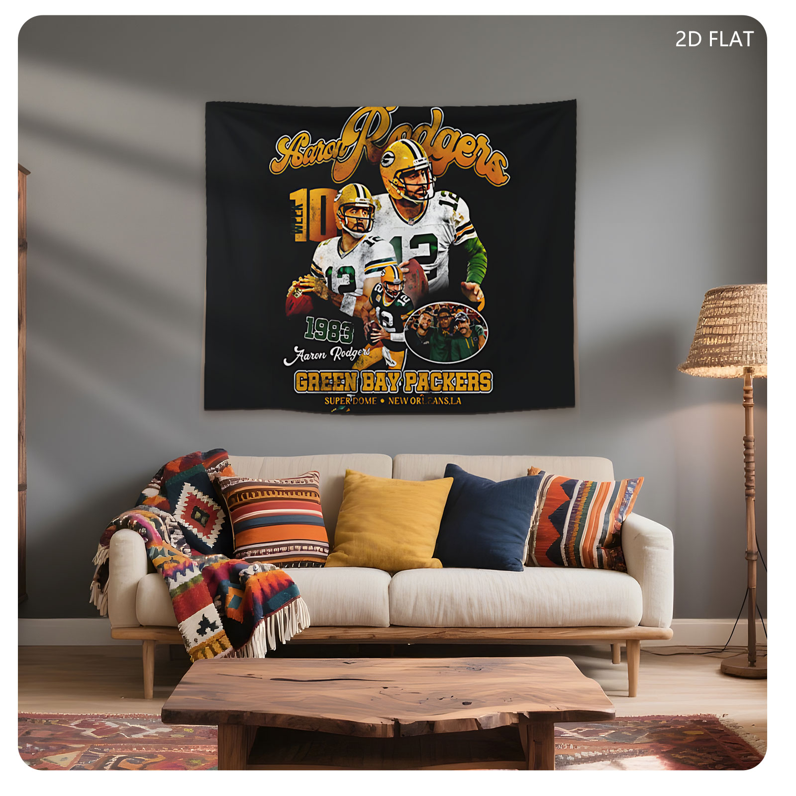 Aaron Rodgers #12 Green Bay Packers Super Bowl XLV Champions 2011 - Tapestry