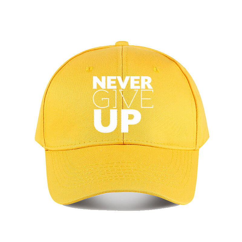 Curved Brim Baseball Cap Never Give Up Inspirational Letter Print