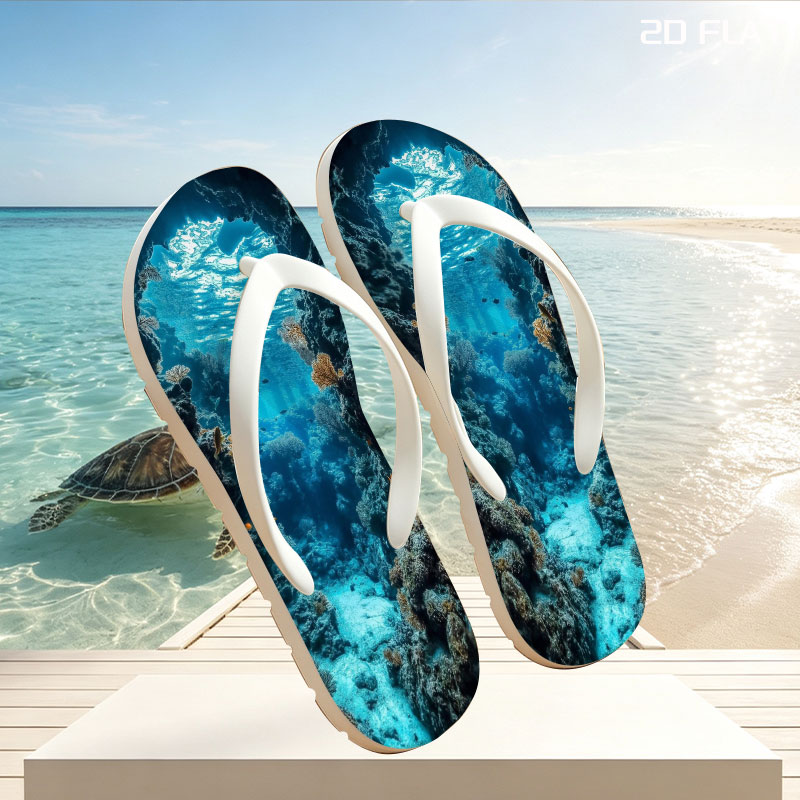 Underwater Coral Cave with Sunlight and Fish -  flip-flops