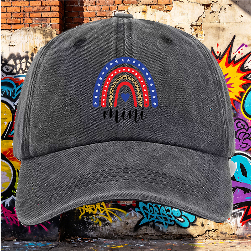 Men's Printed Washed Cap with Rainbow Leopard Stars Design, Casual Round Brim Lightweight Summer Hat for Outdoor Activities, Urban Streetwear Style, Perfect for Young Adults and Trendy Men