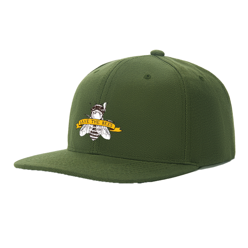Flat Brim Baseball Cap Save The Bees Bee Graphic Streetwear Underground Skate Style for Basketball Court Skate Park Urban Lifestyle Skaters Rappers Streetwear Enthusiasts